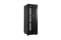 Рэковая стойка Wize Pro [W32U100R-M] 19”, 32U, 600х1000 мм, передняя и задняя двери металлические перфорированные, колеса, рэковые гайки: 20 шт, макс. вес нагрузки 800 кг, сталь, черный (3 места)