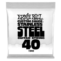 Ernie Ball 1940  струна одиночная для электрогитары, Серия Stainless Steel, Калибр: 40, Сердцевина: шестигранник; сталь, покрытая оловом, Обмотка:
