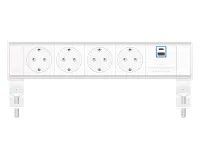 ABL 2A21F4A3- Настольная розеточная станция серии Flexi с 4 розетками, 1xUSB-A, 1xUSB-C, белая с серебристым (2A210403)