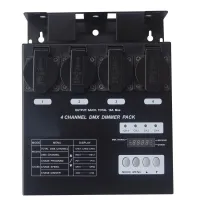 STAGE4 DIM PACK 4 Мобильный диммер-свитчер / 4 розетки по 10А, но суммарно не более 20А / 8 бит / режим FADE / индивидуальное управление выходами / 16 чейзов / XLR IN-OUT/ DMX512, RDM / IP20 / 2,3 кг