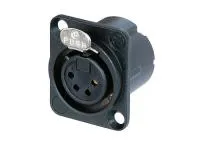 Neutrik NC4FD-LX-B Разъем XLR панельный, 4 контакта, гнездо, тип-D, доп. защита от РЧ, черный, позолоч. контакты