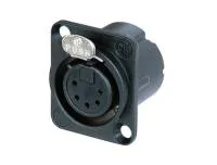 Neutrik NC5FD-LX-B Разъем XLR панельный, 5 контактов, гнездо, тип-D, доп. защита от РЧ, черный, позолоч. контакты