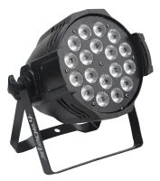 STAGE4 STAGE PAR 18x12FWA Светодиодный светильник сценических эффектов со сменой цвета RGBWA, источник света - 18 * 12W LED (5 в 1), угол расхождения луча 45 град., DMX-512 – 5, 9 кан., строб, диммер, Master-slave/Auto/Sound, мощность 230 Вт., 305*215*326