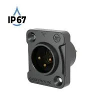 Seetronic J3F2C-W-B-67 (male) Разъем cannon (XLR) панельный папа 3-х контактный, IP67, покрытие контактов: золото,, цвет: черный