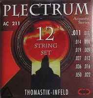 12 string guitar string set Thomastik Plectrum AC211 - Струны более слабого натяжения для 12-струнной акустической гитары с плоской бронзовой обмоткой средних и круглой обмоткой нижней ми, со стальными верхами, толщина .011-050"