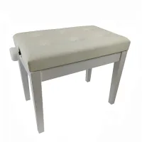 Artist PB-025MWH Банкетка деревянная с регулировкой высоты, цвет белый матовый, кожзам, пуговицы, высота 47-56см