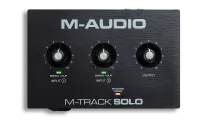 Аудиоинтерфейс USB [MTRACKSOLOII] M-audio [M-Track Solo] 24бит/48кГц, 2хRCA линейный выход, 1хXLR-1/4" комбинированный микрофонный/линейный вход, 1х1/4" линейный/инструментальный вход, +48в, 1х 1/8” выход на наушники, переключатель мониторинга USB/Direct