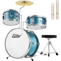 Eastar eds-180msb  компактная барабанная установка со стойками и тарелками, цвет metallic sky blue
