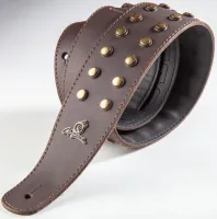 Guitar strap Magma MH02 - Двухслойный ремень для гитары из кожи коричневого цвета с бронзовыми заклепками