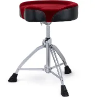 Mapex T865 Стул с седлообразным мягким бархатистым сиденьем из ткани, цвет сиденья красный, двойные ножки