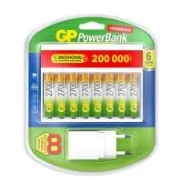 Gp powerbank 270aahc/ cpbxl-2cr8 акк. бат. aa 8 шт. + зарядное устройство