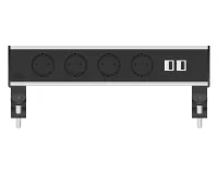 ABL 2A20F4F3- Настольная розеточная станция серии Flexi с 4 розетками и 2xUSB-A, черная с серебристым (2A200416)