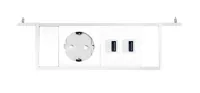 ABL 2M81F1F3- Розеточная станция серии Level тип F (Level-F) с 1 розеткой и 2xUSB-A, белая с серебристым