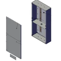 ETC DIN28 Large DIN rail Enclosure Монтажная коробка с DIN-рейкой, вертикальное размещение DIN-рейки в два ряда, установочная ёмкость 72 DIN, "глухая" крышка. Габаритные размеры, ШхВхГ: 356х356х128 мм., вес: 12,0 кг.