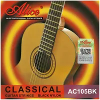 Alice AC105BK-H Струны для классической гитары, Normal tension, черный нейлон