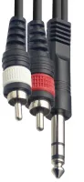 FORCE FLC-27/3 Аудио шнур, стерео джек 1/4" -- 2 x RCA (тюльпаны, "папа") , длина 3 м, черного цвета