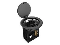 Лючок врезной в стол Wize Pro [WRTS-RRTQ-B] откидная алюм. крышка, розетка 220В -1 шт, 3 отверстия keystone для модулей WRTS-RR, черный