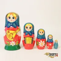 LHM10149 Матрешка "Балалайка" 5 кукольная, Хохлома