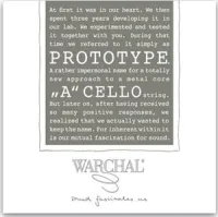 Cello A string Warchal Prototype A 021P - Steel wound steel A1 string for Brilliant cello string set