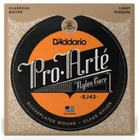D`addario ej43  струны для классической гитары, pro arte, прозрачный нейлон, silver, light tension