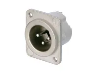 Neutrik NC3MD-LX-M3- 3 контактный панельный разъём XLR (вилка). Металлический корпус — прямоугольный фланец D-типа. Материал покрытия контактов — серебро.  Материал покрытия корпуса — никель.