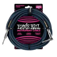 Ernie Ball 6060 кабель инструментальный, прямой / угловой джеки, длина 7,62м, цвет чёрный с белым.