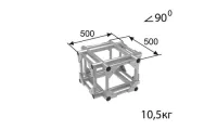 ИМЛАЙТ Q2/35-41 Стыковочный узел для 4-х ферм под 90 градусов, крест, 350x350мм, d50x3 \ d28x2мм. Крепежный размер 230х230мм, М12.