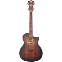 D'Angelico Premier Fulton LS AM -  12-струнная электроакустическая гитара, форма - гранд аудиториум, корпус - махагони, гриф - махагони с накладкой из мербау, звукосниматель - D'Angelico, цвет коричневый искусственно состаренный