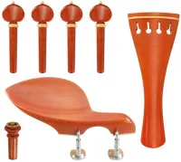 Violin accessory set Acura Meister Ultimo VS-NSGRL222 - Ultimo grade 3/4-4/4 violin accessory set of boxwood with boxwood trim. Hill pegs, tailpiece of round design, Guarneri chin rest with English mount and inSight end pin.