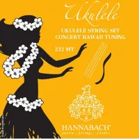 Concert ukulele string set Hannabach E232MT - Professional concert soprano ukulele strings. Cast nylon trebles and silver-plated wound basses.