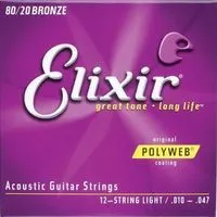Elixir 11150 polyweb  струны для 12-стр. акустич. гитары light 10-47 бронза 80/20