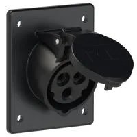 PCE Розетка встраиваемая 16А/230V/1P+N+E/IP44,черная, фланец 80x97, безвинтовое подключен 413-6ttf8x