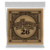 Ernie Ball 1426 - струна одиночная для акустической гитары, Серия Earthwood, Калибр: 26, Сердцевина: шестигранник; сталь, покрытая латунью, Обмотка: