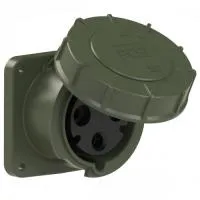 PCE Розетка встраиваемая 63А/230V/1P+N+E/IP67, фланец 100x100, бронзово-зеленый 333-6.u