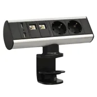 Kondator 935-D2DU Old- 
			Настольная розеточная станция Axessline с 2 розетками, 2хRJ45 и 2хUSB. Габаритные размеры блока над столом (ШxГxВ): 214х64х96 мм. Монтаж к столу: подставка со струбциной. Максимальная толщина столешницы: 49 мм. Напряжение: 250 В