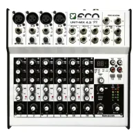 ECO UNIT-MIX 4.2i FX Профессиональный микшерный пульт. 4 мик\лин. +2 стерео входа. Встроенный процессор эффектов и РС аудиоинтерфейс