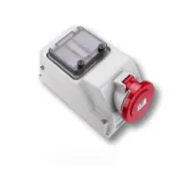 PCE Розетка настенная 16A/400V/3P+N+E/IP44 никелирован. контакты, окно 5 модулей, DIN-рейка 75153-6