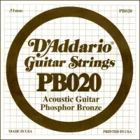 PB020 Phosphor Bronze Отдельная струна для акустической гитары, фосфорная бронза, .020, D'Addario