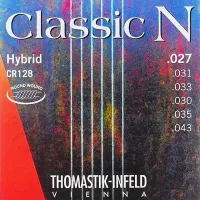 Classical guitar string set Thomastik CR128 - Classical guitar nylon strings, silver-plated copper wound basses, synthetic filament G3 string, medium tension