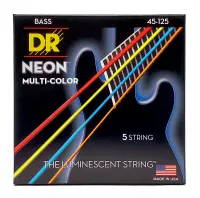 DR NMCB5-45 - струны для 5-струнной бас-гитары, Калибр: 45-125, Серия: HI-DEF NEON™, Обмотка: посеребрёная/никелированая сталь, Покрытие: люминесцентн