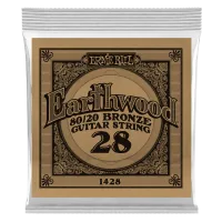 Ernie Ball 1428 - струна одиночная для акустической гитары, Серия Earthwood, Калибр: 28, Сердцевина: шестигранник; сталь, покрытая латунью, Обмотка: