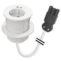 Kondator 935-PM60W-GST- Встраиваемая розетка для монтажа в стол с отверстием для кабелей 10x20 мм, цвет белый