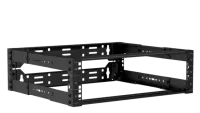 Caymon OPR303A/B Стойка телекоммуникационная с открытой рамой 19". Материал сталь.  Открытая конструкция. Монтажная высота 3U. Габаритные размеры, мм (Ш x В (без резиновых ножек) x Г): 520x 158 x 300-450.  Масса 7 кг. Цвет черный (RAL9004)