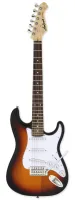 ARIA STG-MINI 3 TS - электрогитара, 22 лада . Серия: STG. Форма корпуса: stratocaster (уменьшенная). Материал корпуса: ольха. Гриф: клен (винтовое крепление к корпусу). Накладка грифа: палисандр. Звукосниматели: S/H (OS-3 Single Coil x1, OH-3 Humbucking x