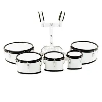 AP Percussion QAZ-05 Набор том барабанов маршевый профессиональный 6" 8" 10" 12" 13" белый, черная фурнитура с держателем, палочки