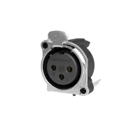 Seetronic SCADF3-V- Панельный разъем XLR 3-pin (розетка) с фланцем типа A на вертикальную печатную плату, под пайку, заземления с корпусом и заземлением панели