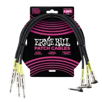 Ernie Ball 6076 набор кабелей инструментальных с угловым / прямым, 3 шт, длина 30 см, цвет чёрный