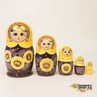 LHM10152 Матрешка "Полюшко" 5 кукольная, Хохлома