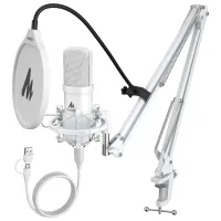 Maono AU-A04E (white) USB-микрофон, конденсаторный кардиоидный, 192 кГц/24 бита, набор