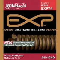 J.D.Addario EXP74 Coated Phosphor Bronze 11-40 струны для мандолины, 8 струн, натяжение Medium/Heavy, защитное покрытие, калибры струн 011/.011, 015/.015, .026/.026, .040/.040